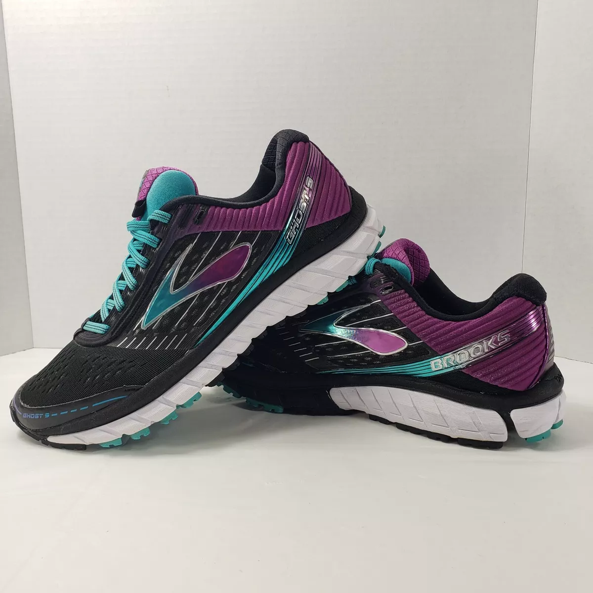 Brooks Ghost 9 DNA Womens Running Shoes Black Purple Teal US 10M EUR 42 UK 8