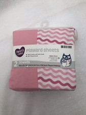 NEW 2 Playard Sheets-Fits 25.5" X 38" Playard Mattress Parent's Choice Pink Girl