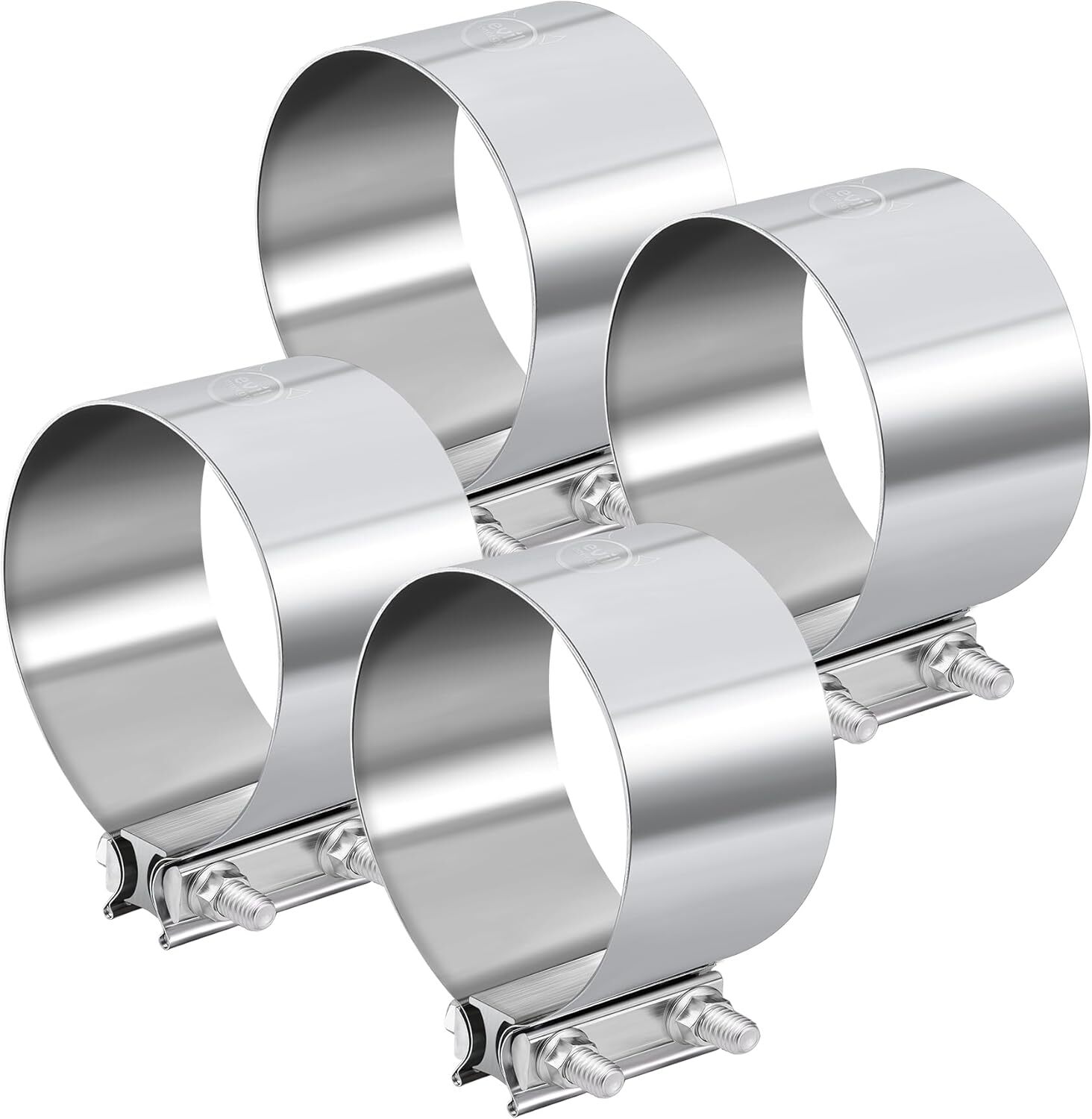 4PCS 5 inch Lap Joint Exhaust Band Clamp Muffler Sleeve Coupler Stainless Steel