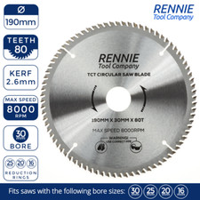 190mm x 80T TCT Circular Wood Saw Blade For Bosch Makita Dewalt Ryobi Milwaukee