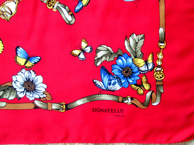 Foulard En Soie Vintage TBEG - 85x88 Cm - Noir, Style Bandana/carré - Occasion