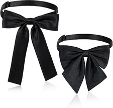 2PCS Black Bowtie Western Bow Ties for Men Women, Solid Color Colonel Satin...