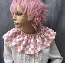 Vtg Pink Check clown ruff ruffle costume collar