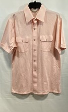 Christian Dior Pink Solid Men TShirt Lg Casual Cotton Blend Button Up