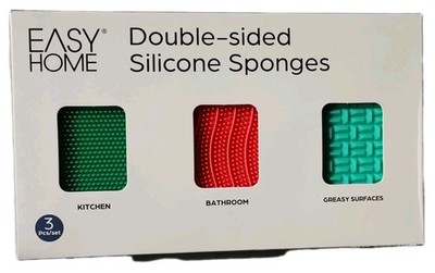 Easy Home Doppelseitige Silikonschwämme 3 Stück Set Küche Bad Fett 