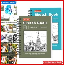 Sketchbook 5.5x8.5 2 Pack 200 Pages Acid-Free 68lb Spiral Bound Drawing Pad for