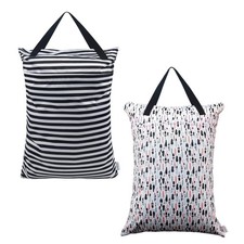 ALVABABY 2 Pack Large Wet Dry Bag Waterproof Hanging Cloth Diaper with Double...