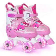 Nattork Kids Adjustable Light Up Roller Skates for Girls  Boys