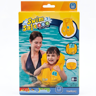 Bestway Schwimmweste 3-6 Jahre - Aufblasbare Schwimmhilfe - Gelb mit Octopus