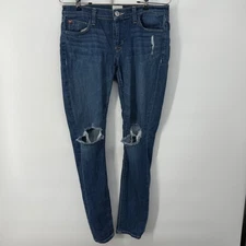 Hudson Jeans Women's Size 28 Nico Mid Rise Super Skinny Distressed Knee