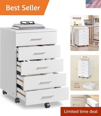 Elegant Cloud White Mobile Pedestal Filing Cabinet with Tool-Free Assembly