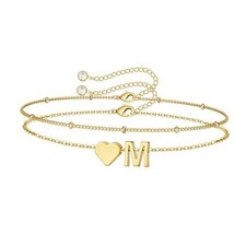 Valentines Day Gifts for Kids Teen Girls -14K-Heart Initial A-Z Gold-Plated M