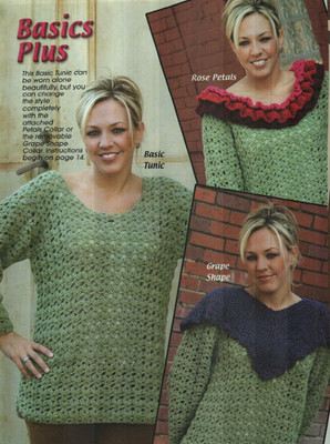 BASICS PLUS SWEATER 3 SIZES WOMEN'S CROCHET PATTERN INSTRUCTIONS