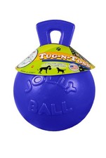 Jolly Pets Tug-N-Toss Ball with Handle Blue 8 inch Rubber Chew Toy for Dogs