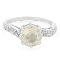 Cavill Silberring 1,41Ct Orthoklas Rund WeißEr Topas 925 Sterling Damen