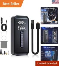 Multifunctional Tire Inflator with LED Light - Quick & Safe Inflation at 150 PSI