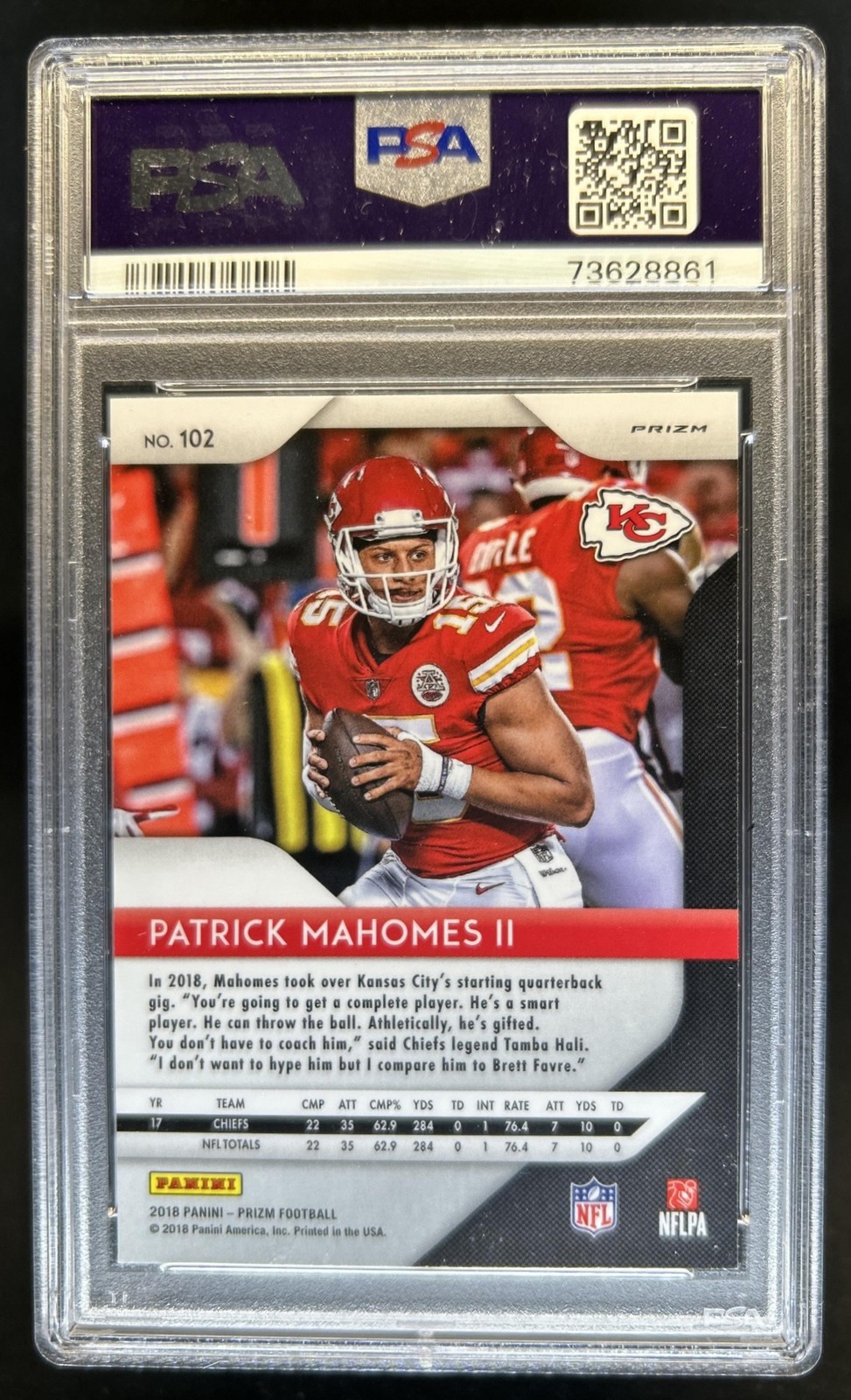 2018 Panini Prizm Patrick Mahomes II Disco #102 Chiefs PSA 10 GEM MINT view 2