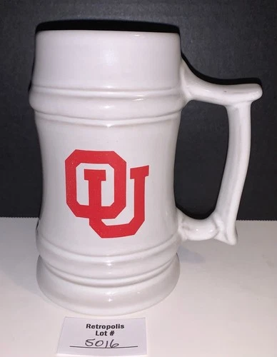 Frankoma Pottery Mug Stein M2 White Sand OU Sooners Vintage