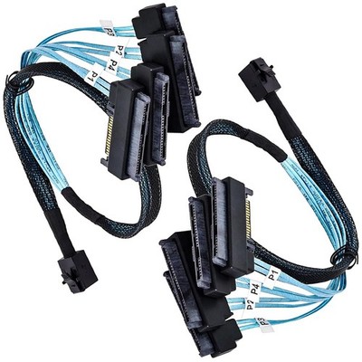 2 PCS SFF8643 to 4x SFF8482 Mini SAS HD Breakout Cable 1.6ft 12Gbps 0.5m