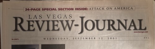LAS VEGAS REVIEW JOURNAL 9/11 World Trade Center Attack Full Newspaper GOOD COND - Picture 9 of 10