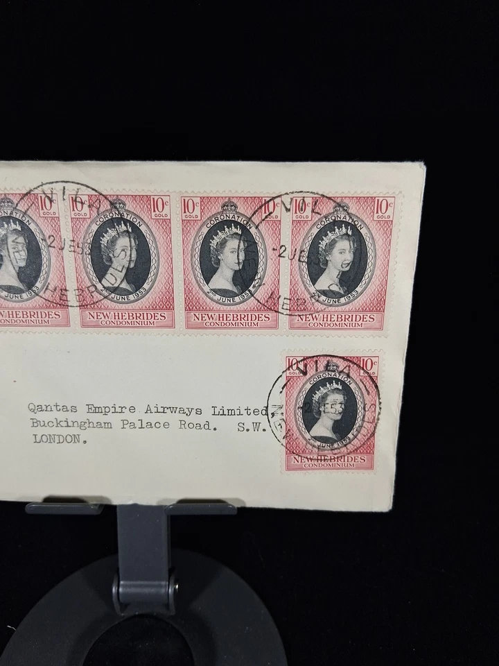 1953 CORONATION OF QUEEN FDC NEW HEBRIDES QUANTAS - Image 4 of 4