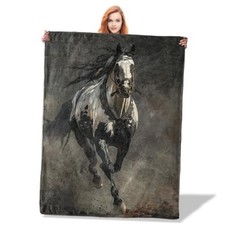Throw Blanket for Women Girls Boys, Soft Flannel 50"x60" Western Horse Running