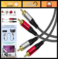 50ft RCA Cable, 2 Male to Male Audio Stereo Subwoofer Cord, Nylon-Braided for Ho