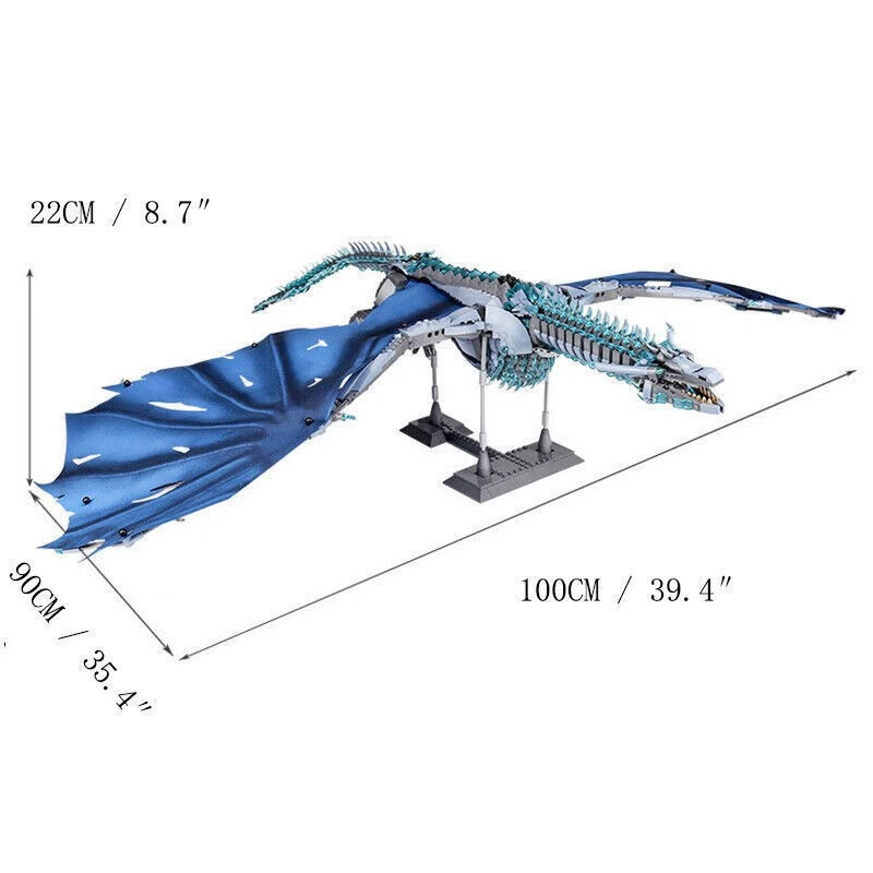 Ice Dragon with A Figure Model Building Blocks Set Puzzle MOC Bricks Toys 1889Pc - Image 3 of 4