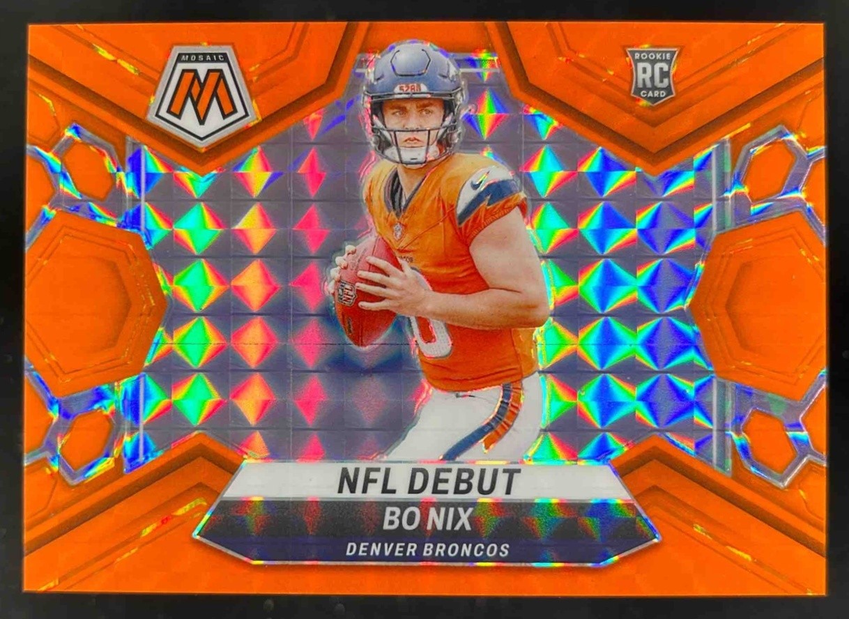 2024 Panini Mosaic Bo Nix Orange Fluorescent Prizm /25 #271 Denver Broncos