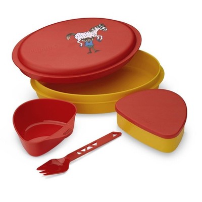 Primus Geschirrset Pippi Langstrumpf Kinder Frühstück Kindergarten (Rot)