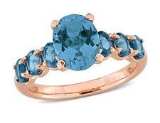 4.00 Carat ctw London Blue Topaz Ring in Rose Plated Sterling Silver