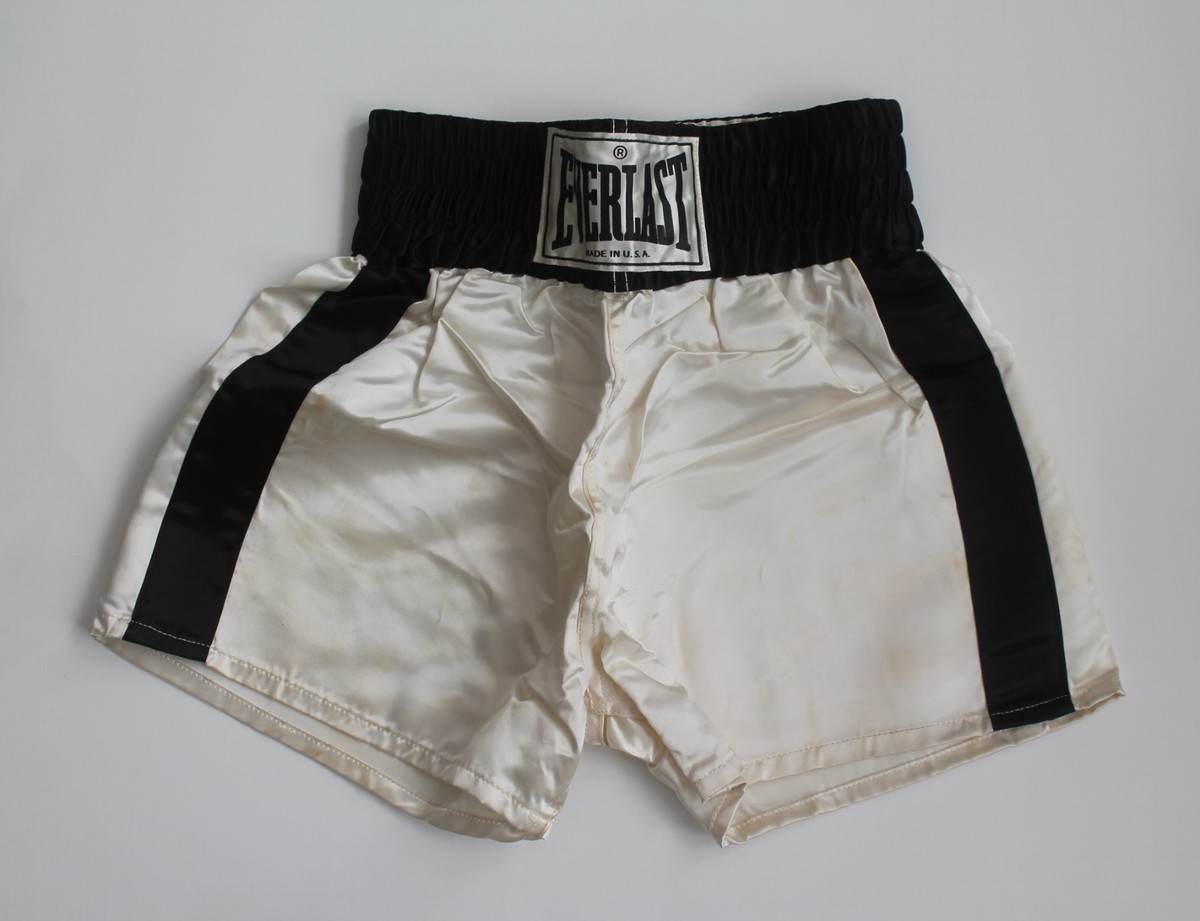 Vintage Everlast White w/black trim Boxing Trunks Shorts Adult