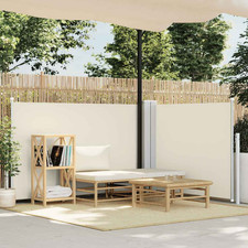 Tenda da sole laterale retrattile crema 100x600 cm poliestere rivestita PU esterno con pali 2x