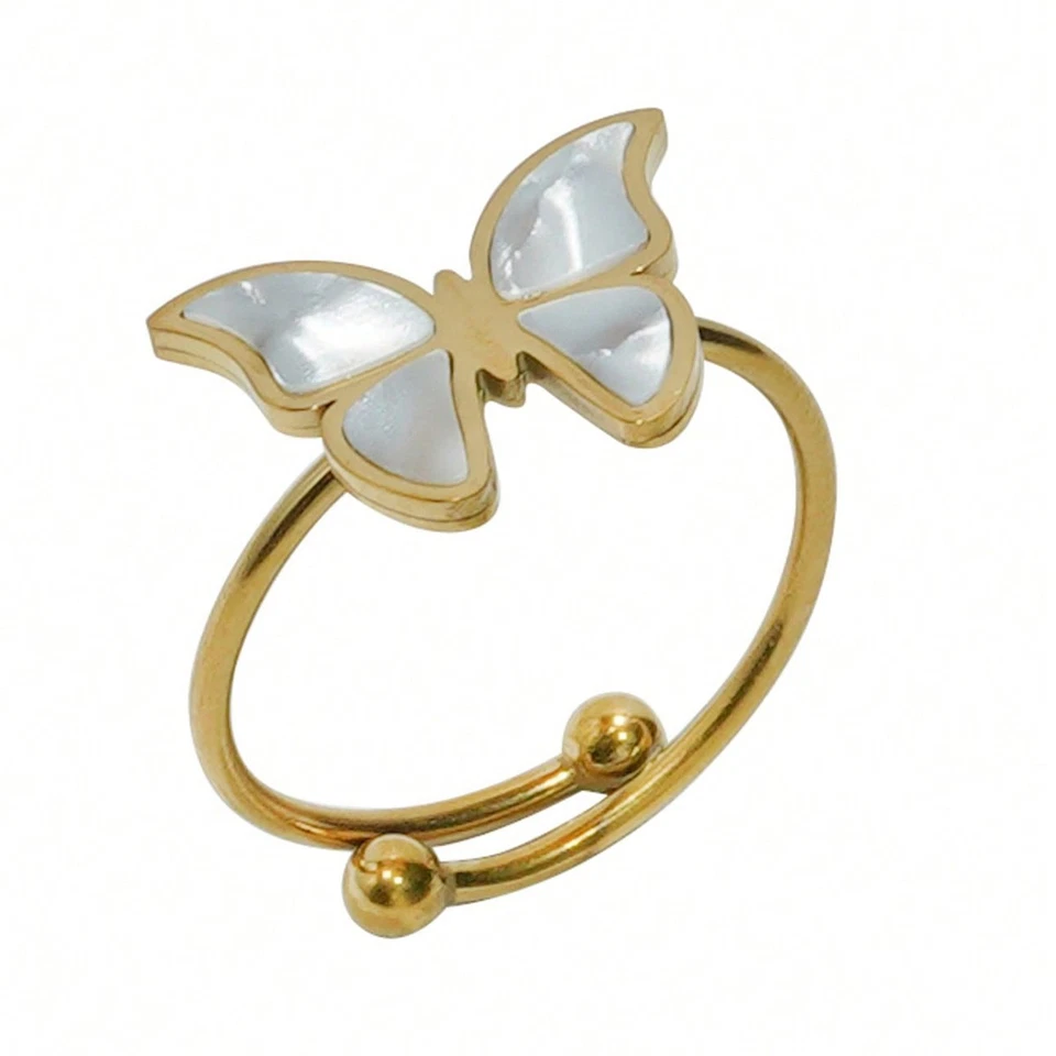 Juego de joyas de mariposa de acero inoxidable chapado en oro de 18 quilates Lxalry para mujer - hipoal Foto 4 de 4