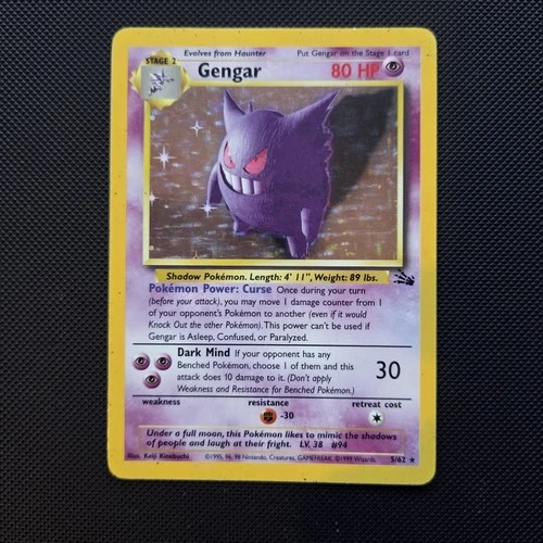 Pokemon Card - Gengar Fossil Holo 5/62 Unlimited Holo Rare WOTC