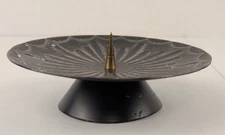 Round Black Iron Candleholders with Pedestal Base