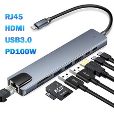 USB C Hub Multiport HDMI 4K Ethernet PD 100W USB 3.0 Adapter