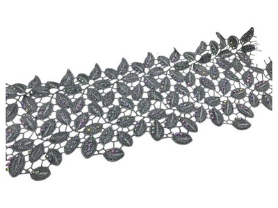 15-Yard Grey Sequin Lace Trim Embellishment 4'' wide Multi colored sequins