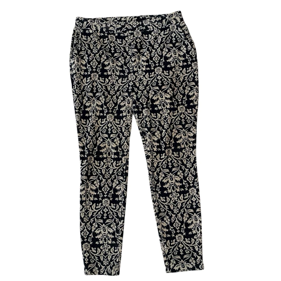 Calça Leggings LANDS' END Veludo Brocado Tamanho Grande 14 16 Festa de Natal Inverno - Imagem 2 de 4