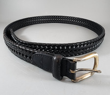 Dockers Braided Men's Genuine Leather Belt Size 38/95 x 1-1/8" Black