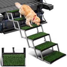 Dog Stairs for Car SUV Trucks  Portable Folding Ramps Steps With Non-Slip Grass