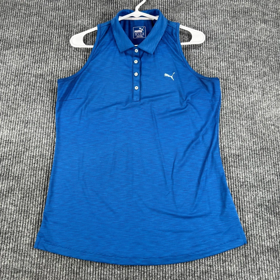 Camisa Polo Puma Para Mujer Grande Azul Sin Mangas Golf Tenis Pickleball Exterior Foto 3 de 4