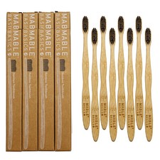 Eight Pack Basics Toothbrush for Adult  Soft Bristle Natural Wood Toothbrush...