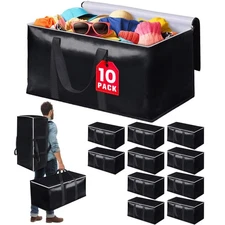 Heavy-Duty & Extra Capacity Moving Bags with Backpack Straps, Storage Totes w...