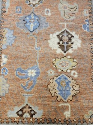 3 X 5 Oushak Hand Knotted Wool Area Rug Rust Color Tribal Rare Beauty