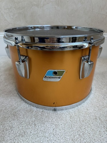 Ludwig Vintage 70s 80s Gold Silk Tom Drum - 12” x 8” - Picture 1 of 19