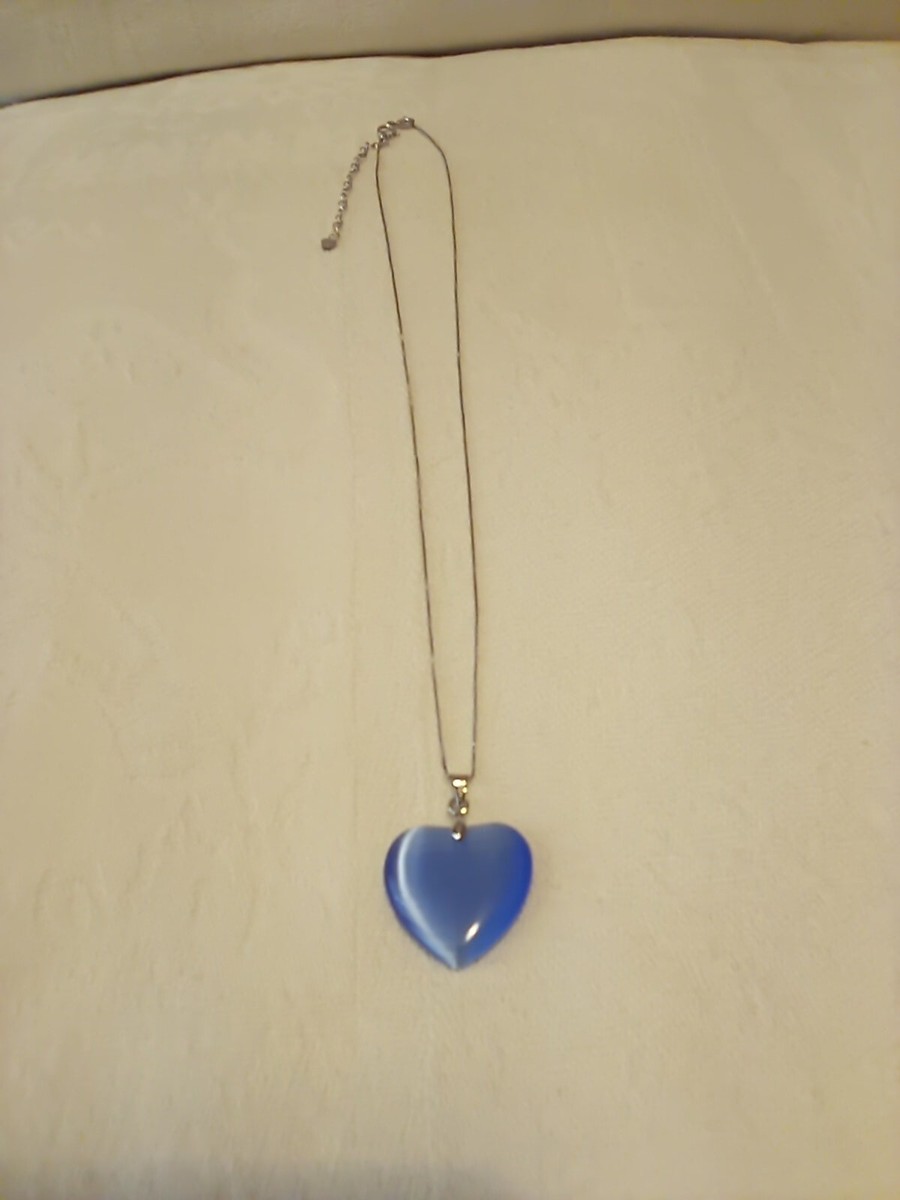 LOVELY SILVER CHAIN WITH BLUE HEART PENDANT NR UK