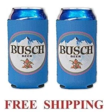 BUSCH BEER 2  16oz BEER CAN COOLERS KOOZIE COOLIE PINT HUGGIE POUNDER NEW