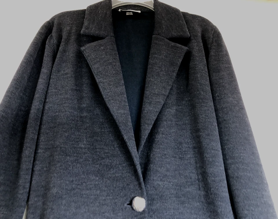 Chaqueta Blazer St. John Sportswear Talla Med Pecho 38" Gris Santana Tejida 1 Botón Foto 4 de 4