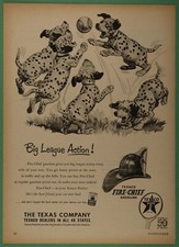 Texaco Fire Chief Gasoline Dalmatian Puppies Play Ball Vintage Print Ad 1952